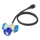 CEE Neopren Adapter CEE auf Schuko Verteiler 200-250V 16A 150cm VDE 3x2,5mm² – APT