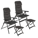 2x Campingstuhl klappbar Klappstuhl Gartenstuhl + Kopfpolster Beinauflage, Hocker – Camp4