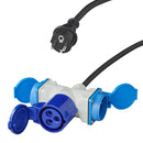 CEE Neopren Adapter CEE auf Schuko Verteiler 200-250V 16A 150cm VDE 3x2,5mm² – APT