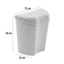 Abfalleimer grau, inkl. Halterung, (H/B/T) 30 x 27 x 16 cm, ca. 8 Ltr