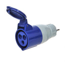 CEE Adapter Schuko auf CEE 200-250V, 16A, 3polig, 12 cm, Ip44 – Schuko Adapter auf CEE zum Anschluss an Schuko Steckdosen.