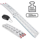 2x Motorrad Auffahrrampe Alu klappbar 220 cm x 28 cm 340Kg + Spanngurt – ProPlus