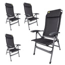4x Via Mondo Campingstuhl Comfort II, Alu Klappstuhl mit 7 Pos. inkl. Kopfstütze – ViaMondo