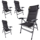 4x Via Mondo Campingstuhl Cozy Relax II, Klappstuhl 7 Pos. breite Armlehnen, Alu – ViaMondo