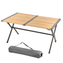 Bambus Campingtisch Aluminium für 6 Personen 140x80x70 verstellbarer Rolltisch – ViaMondo
