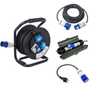 CEE Camping Set Kabeltrommel 25M - 10M Kabel - Sicherheitsbox - Adapter Schuko – Freizeitschmiede GmbH & Co. KG
