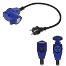 CEE Neopren Adapter CEE auf Schuko Winkelstecker, 200-250V, 16A, 40 cm, VDE – ProPlus