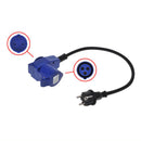 CEE Neopren Adapter CEE auf Schuko Winkelstecker, 200-250V, 16A, 40 cm, VDE – ProPlus