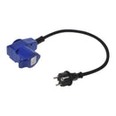 CEE Neopren Adapter CEE auf Schuko Winkelstecker, 200-250V, 16A, 40 cm, VDE – ProPlus