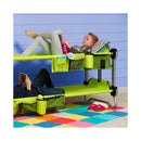 Etagenbett Feldbett Kids-O-Bunk Kinder + Seitentasche Grün Sitzbank Campingbett – So macht Camping Spaß!