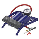 Fußpumpe Doppelzylinder mit Manometer - Max. 7bar / 100psi, Ventiladapter – Einfach zu bedienen Mit Anti-Rutsch-Profil Inkl.