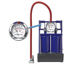 Fußpumpe Doppelzylinder mit Manometer - Max. 7bar / 100psi, Ventiladapter – Einfach zu bedienen Mit Anti-Rutsch-Profil Inkl.
