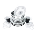 Camp4 "Black-White" 16-teiliges 4 Pers. Premium Melamin-Geschirrset, Bruchsicher – Camp4