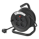 Kabeltrommel 15m Schuko 4-fach 3x1,5mm², Verlängerungskabel mit 4 Steckdosen – APT