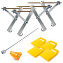Ausdrehstützen 4 Stück + Akkuschrauberaufsatz + Camco Stützplatten + Wasserwaage – ProPlus