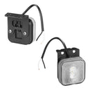 LED Seitenmarkierungsleuchte 12/24V – Weiß, 65 x 65 mm, mit Halter, – APT
