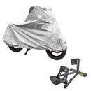 Stahl Motorradwippe Vorne 17"-21" Set inkl. Motorradgarage Abdeckplane grau – Motorradständer inkl.
