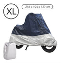 Motorrad Abdeckplane XL grau/blau 246x104x127 cm doppelt abgenäht Gummizug 🏍️ – Extra leichte Abdeckung für Ihr Zweirad.