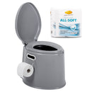 Tragbare Camping-Toilette, 7 Liter + 4er Pack Allsoft Toilettenpapier – ProPlus