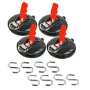 4x Saugnapf Befestigung mit Ring & 2 S-Haken 10 Kg Tragkraft Klappsauger – ProPlus