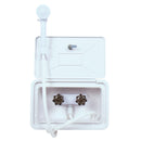Außendusche Box, Serviceklappe, weiß, abschließbar, 345x220mm – Für Kalt- und Warmwasser.