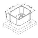 Edelstahl Spüle quadratisch Camping Einbauspüle Spülbecken matt 360x360mm – Ideale Spüle aus Edelstahl für deinen Camper!