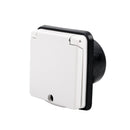 Vorzeltsteckdose 220V weiß 9 x 9 mit Deckel Gummiabdichtung IP44 – Ein muss in jedem Vorzelt !