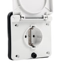 Vorzeltsteckdose 220V weiß 9 x 9 mit Deckel Gummiabdichtung IP44 – Ein muss in jedem Vorzelt !