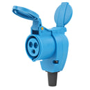 CEE Winkelstecker DUO | CEE & Schuko | 220V 16A | Winkelkupplung | Blau | – APT